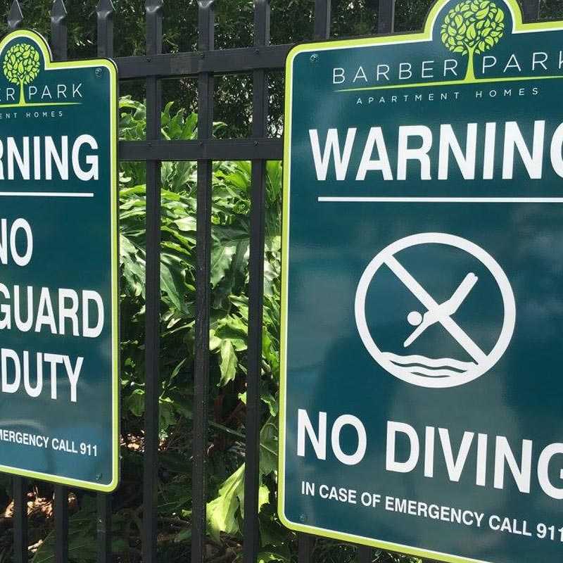 community sign packages, home owner association signs, parking signs, no diving signs, orlando
